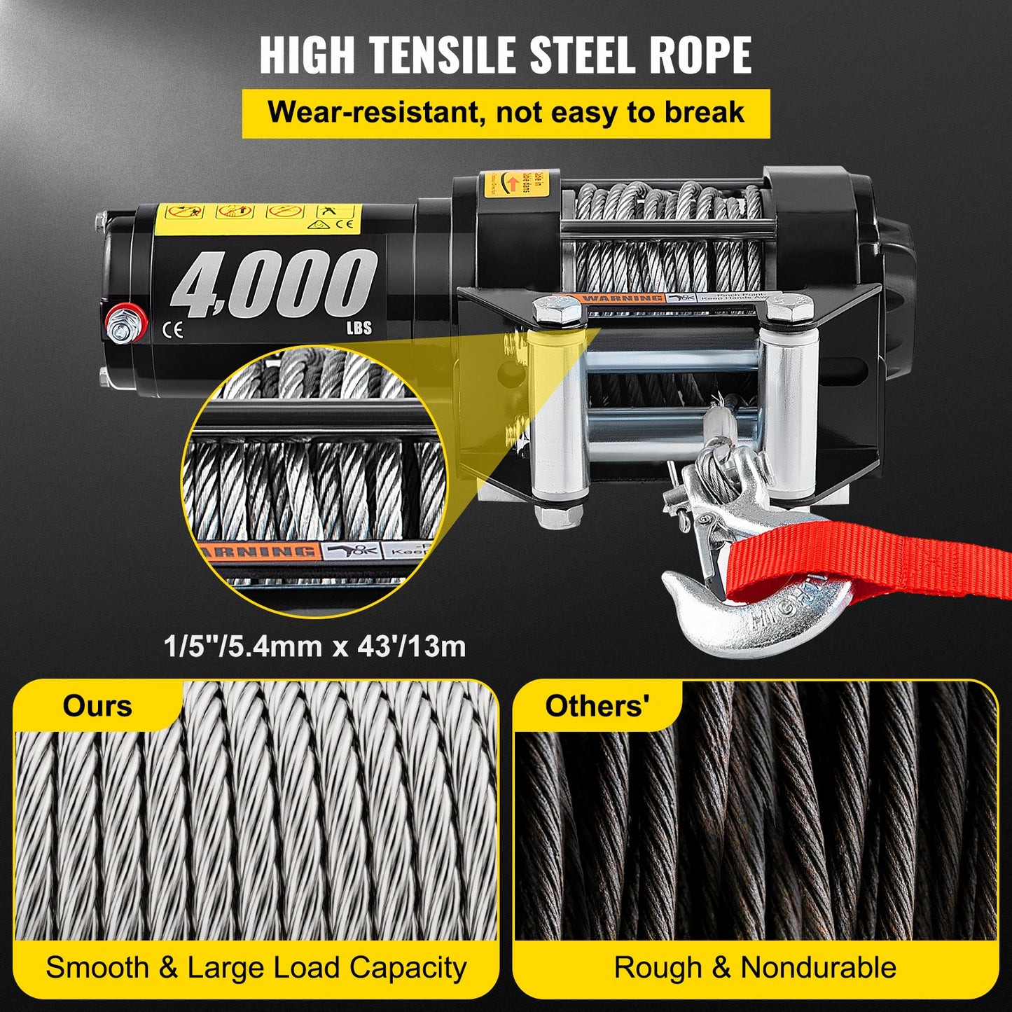 12V 4000lb winch with Wireless Remote Control,Electric Winch with 10 m 32.8 ft durable steel cable