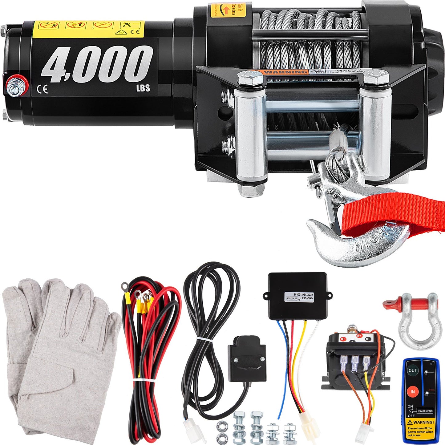 12V 4000lb winch with Wireless Remote Control,Electric Winch with 10 m 32.8 ft durable steel cable