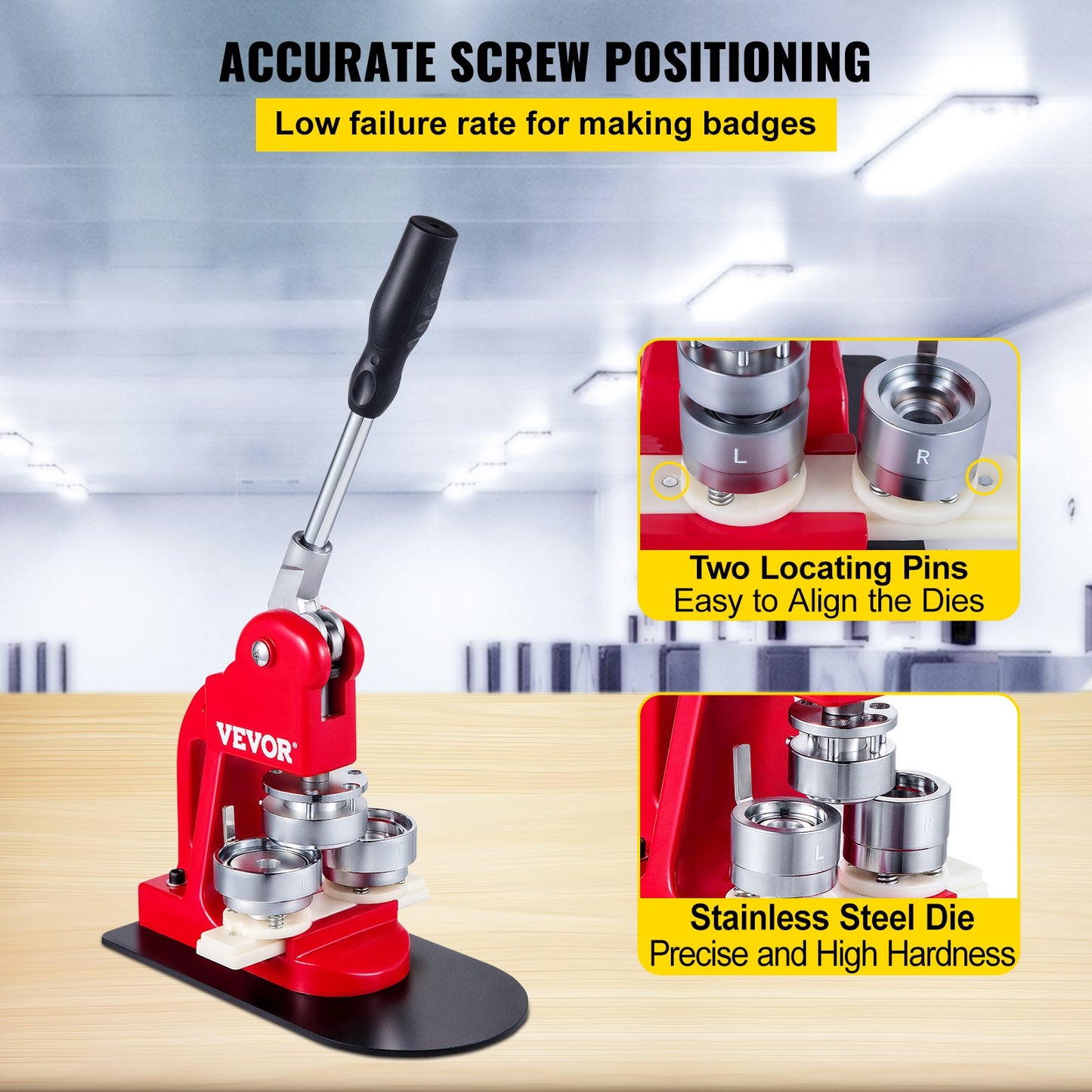 58mm Button Maker 2.28 Button and Badge Maker Machine Button Maker Press Punch Press Machine with 500 Buttons(500pcs)