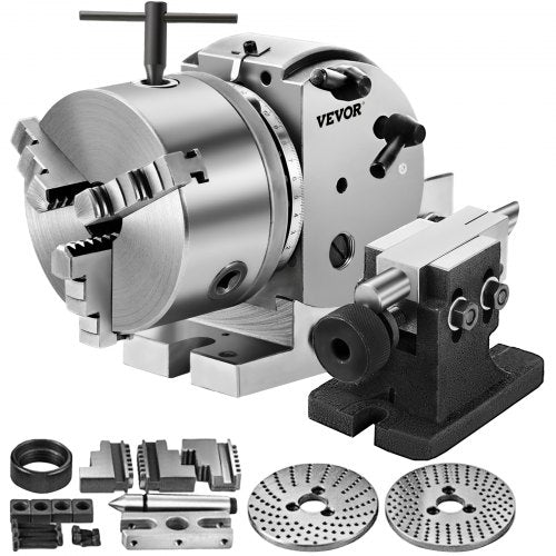 BS-0 Precision Dividing Head, Horizontal Dividing Head with 3-Jaw Chuck, MT2 Tailstock BS-0 5" Semi Universal Dividing Head for Milling Machine Mill Gear Cutting