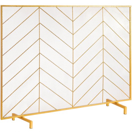 Fireplace Screen Single Panel, Sturdy Iron Mesh Fireplace Screen, 980(L) x758(H)MM Spark Guard Cover, Simple Installation, Free Standing Fire Fence Grate for Living Room Home Decor Modern