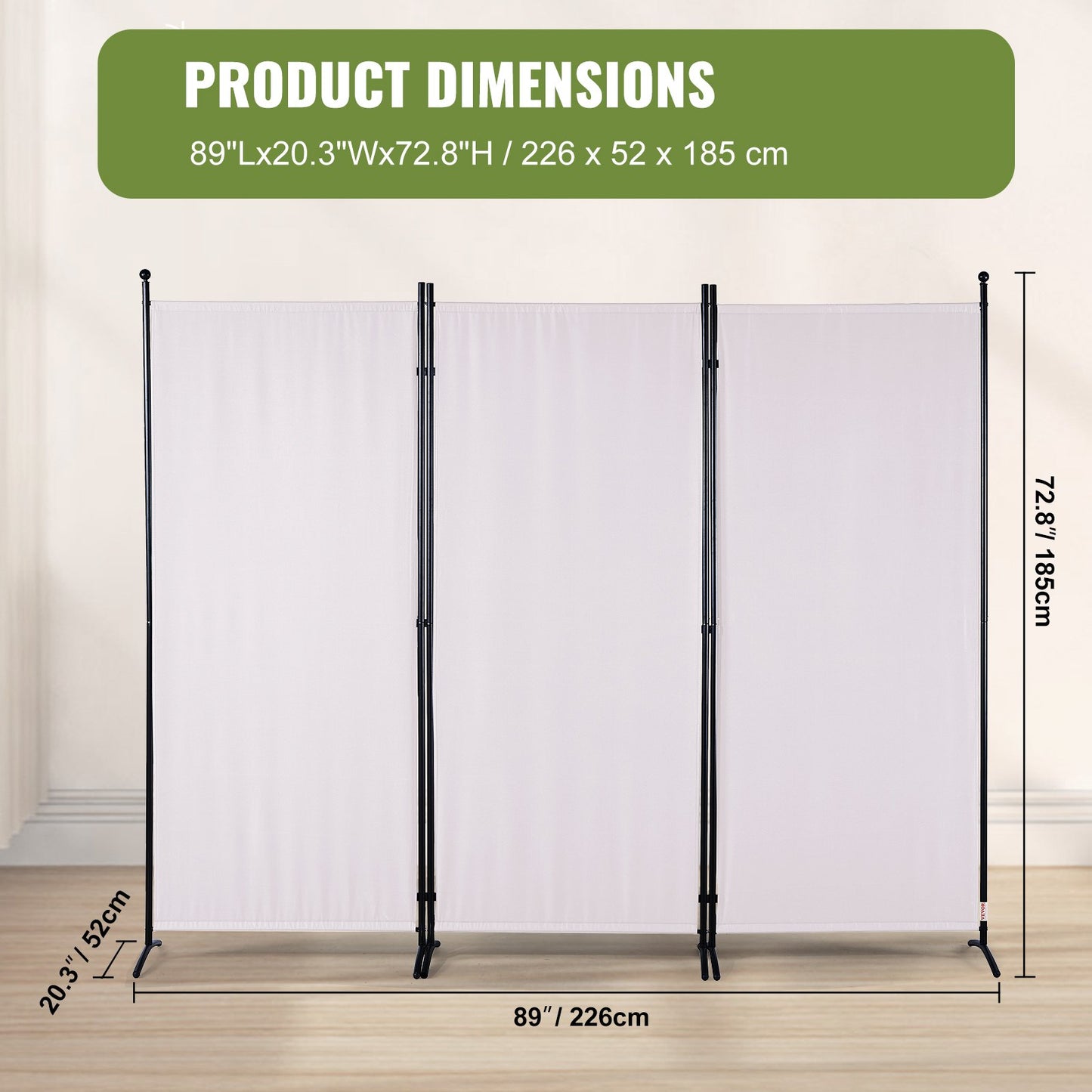 Room Divider, 6.1 ft Room Dividers and Folding Privacy Screens (3-panel), Fabric Partition Room Dividers for Office, Bedroom, Dining Room, Study, Freestanding, White