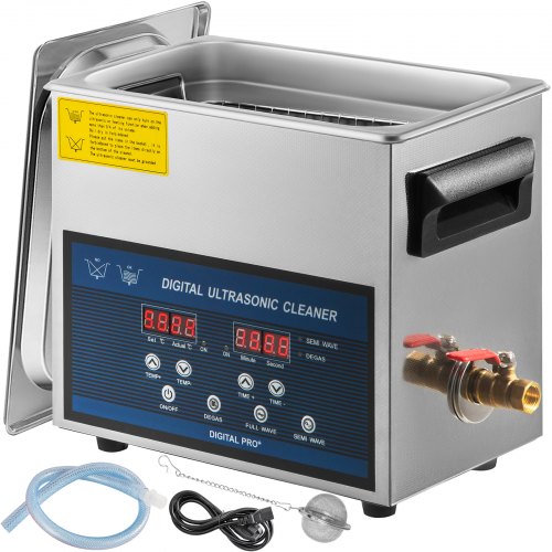 6L Ultrasonic Cleaner Dual Frequency Ultrasonic Cleaning Machine with Heater Jewelry Cleaner for Parts Jewelry Eyeglass Ring Denture Record Circuit Board 28/40KHz
