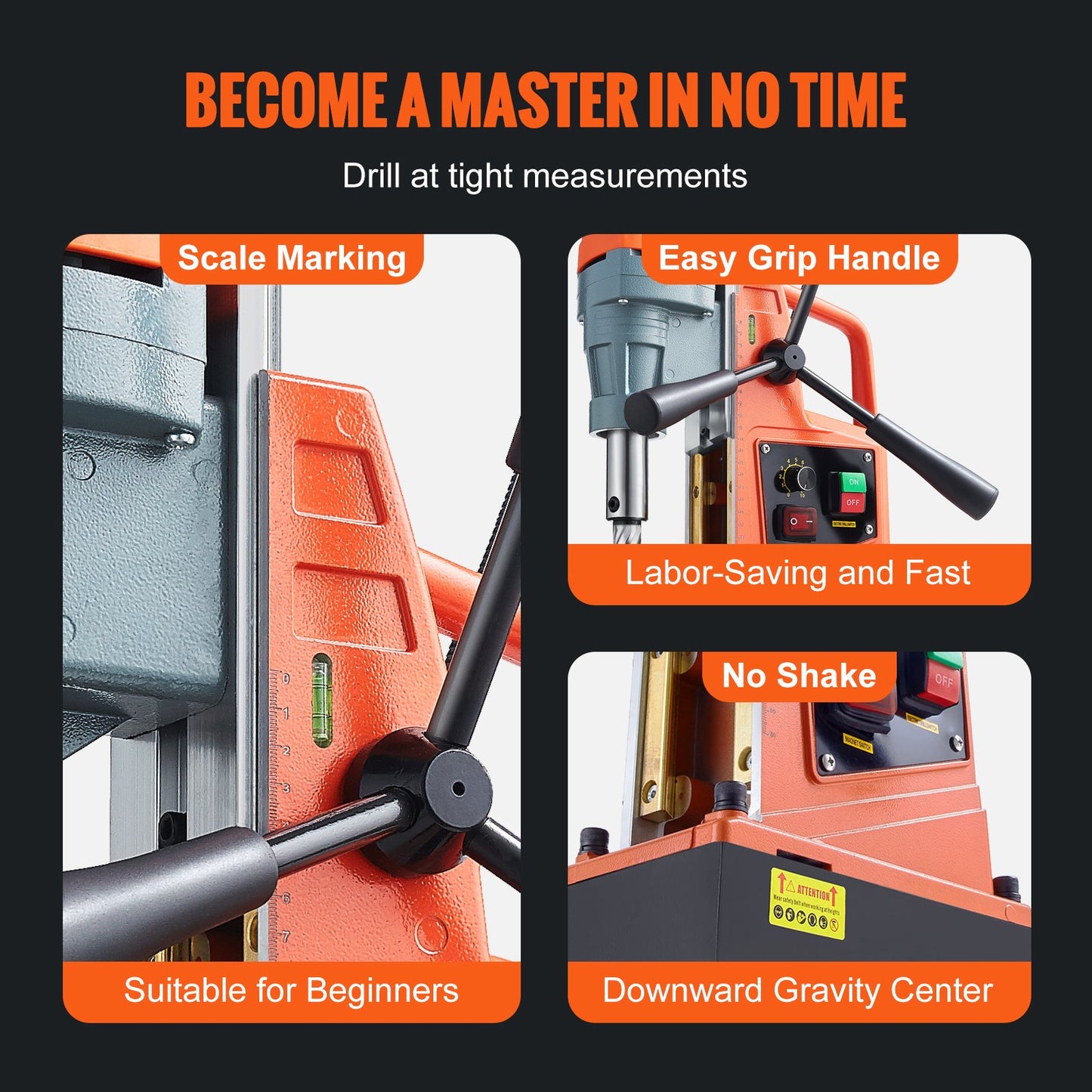 Magnetic Drill 1550W 2922lbf/13000N Portable Mag Drill Press 500RPM