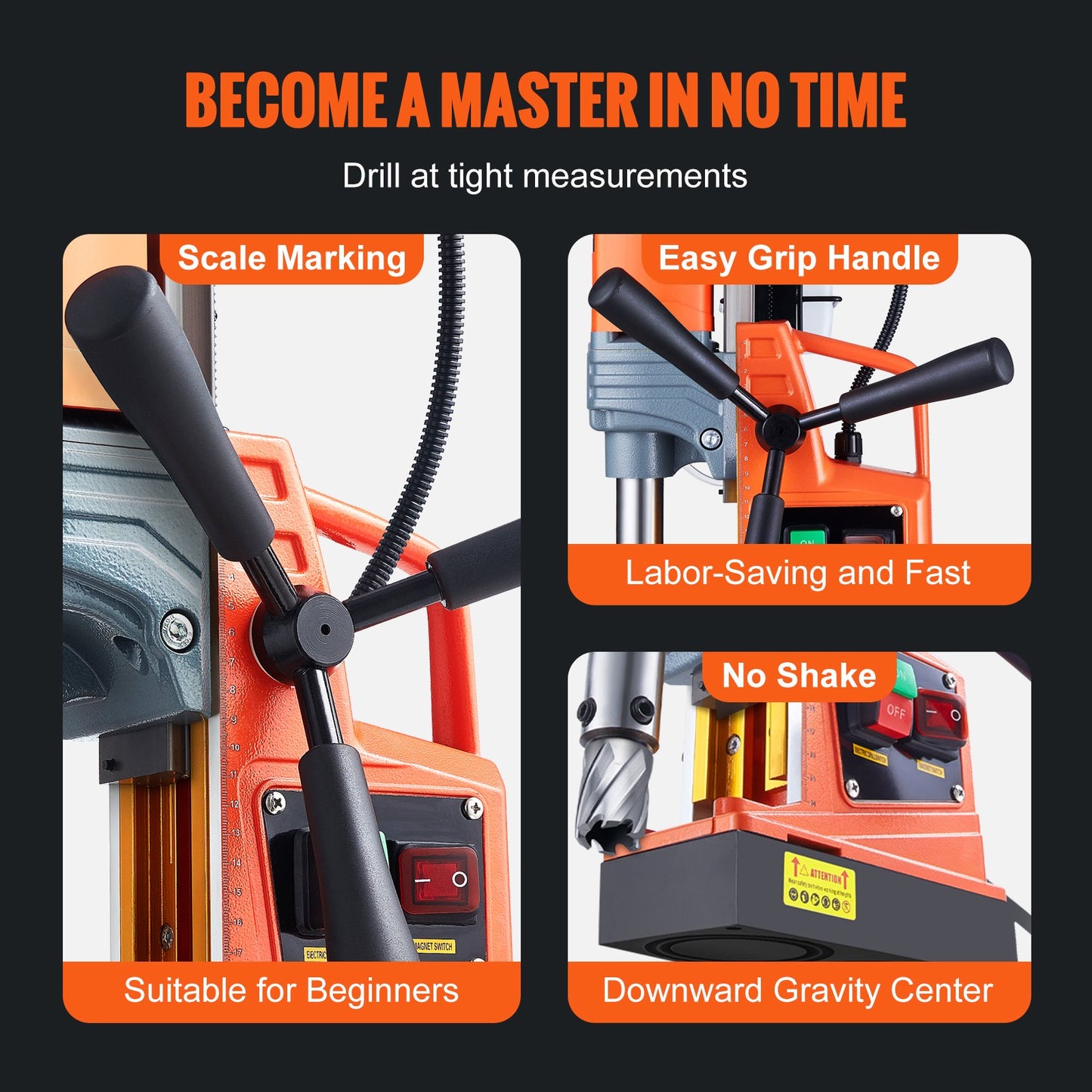 Magnetic Drill 1300W 2922lbf/13000N Portable Mag Drill Press 810RPM