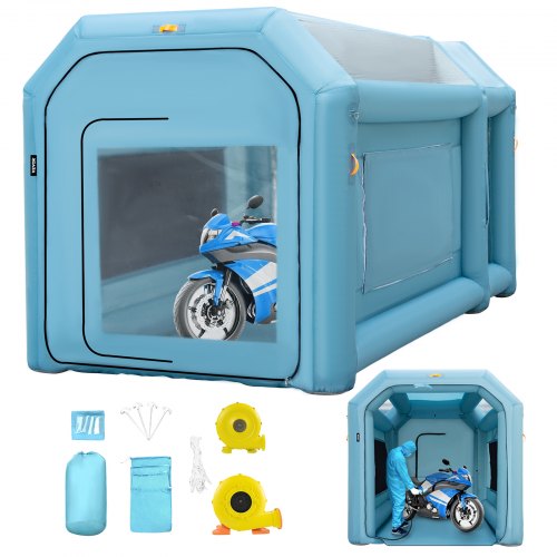 Portable Inflatable Paint Booth, 13 x 8 x 8ft Inflatable Spray Booth, Car Paint Tent w/ Air Filter System & 2 Blowers, Upgraded Blow Up Spray Booth Tent, Auto Paint Workstation Motorcycle Garage