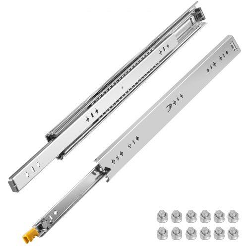 Heavy Duty Drawer Slides 2PCS Drawer Slides 36" Locking Drawer Slides 250LBS Capacity Heavy Duty Slides Three Section Full Extension Drawer Slide Cold-rolled Steel Industrial Drawer Slides
