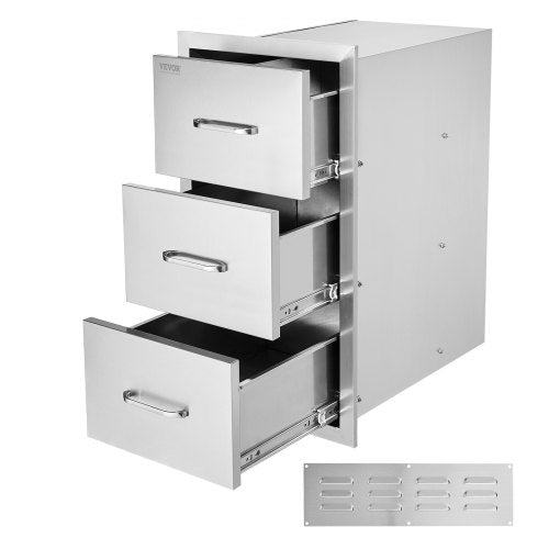 Vevor Stainless Steel 3 Bbq Access Drawer 40x77 Cm Island Drawer Storage Outdoor
