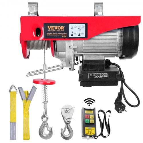 Electric Hoist, 2200 lbs Lifting Capacity, 1600W 220V Electric Steel Wire Winch with Wireless Remote Control, 40ft Single Cable Lifting Height & Pure Copper Motor, for Garage Warehouse Factory