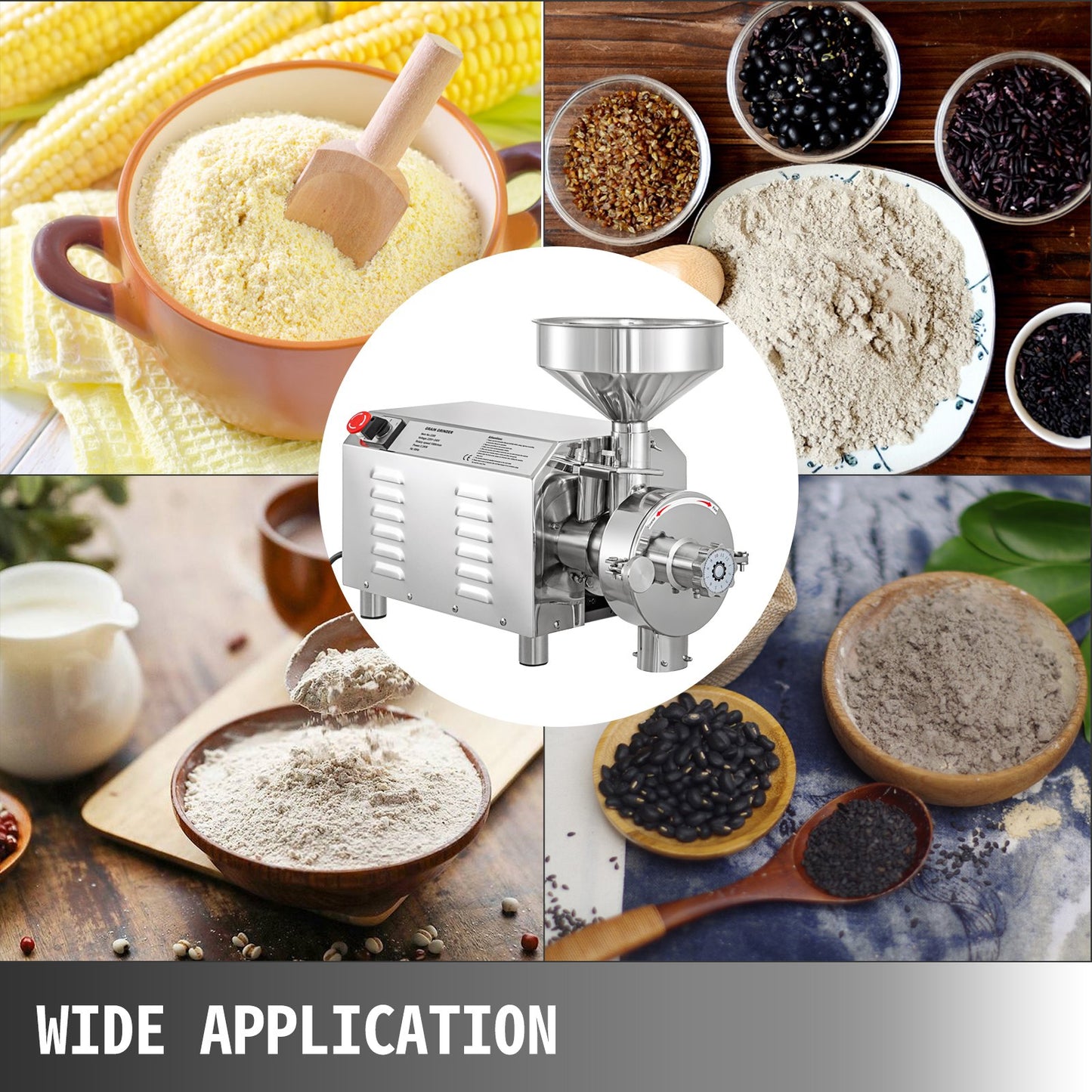 Commercial Grinding Machine for Grain 2.2kw, Electric Grain Grinder 30-50kg/h, Powder Grinding Machine 50kg Capacity, Powder Machine Herb Stainless Steel, for Dry Grain Soybean Spice Coffee