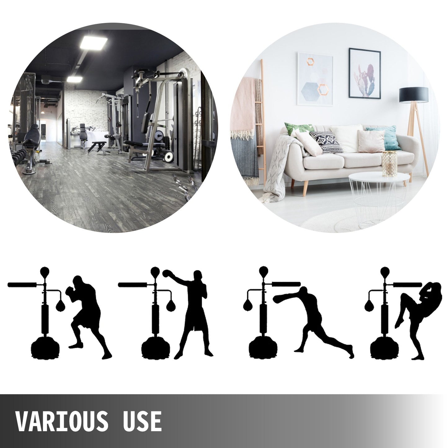 Reflex Bag Freestanding Height Adjustable Spinning Bar with Boxing Gloves Speed Bag Stand Up Boxing Bar Punching Bag Set with Stand for MMA Training, Stress Relief, Fitness(Red,1 Rod)