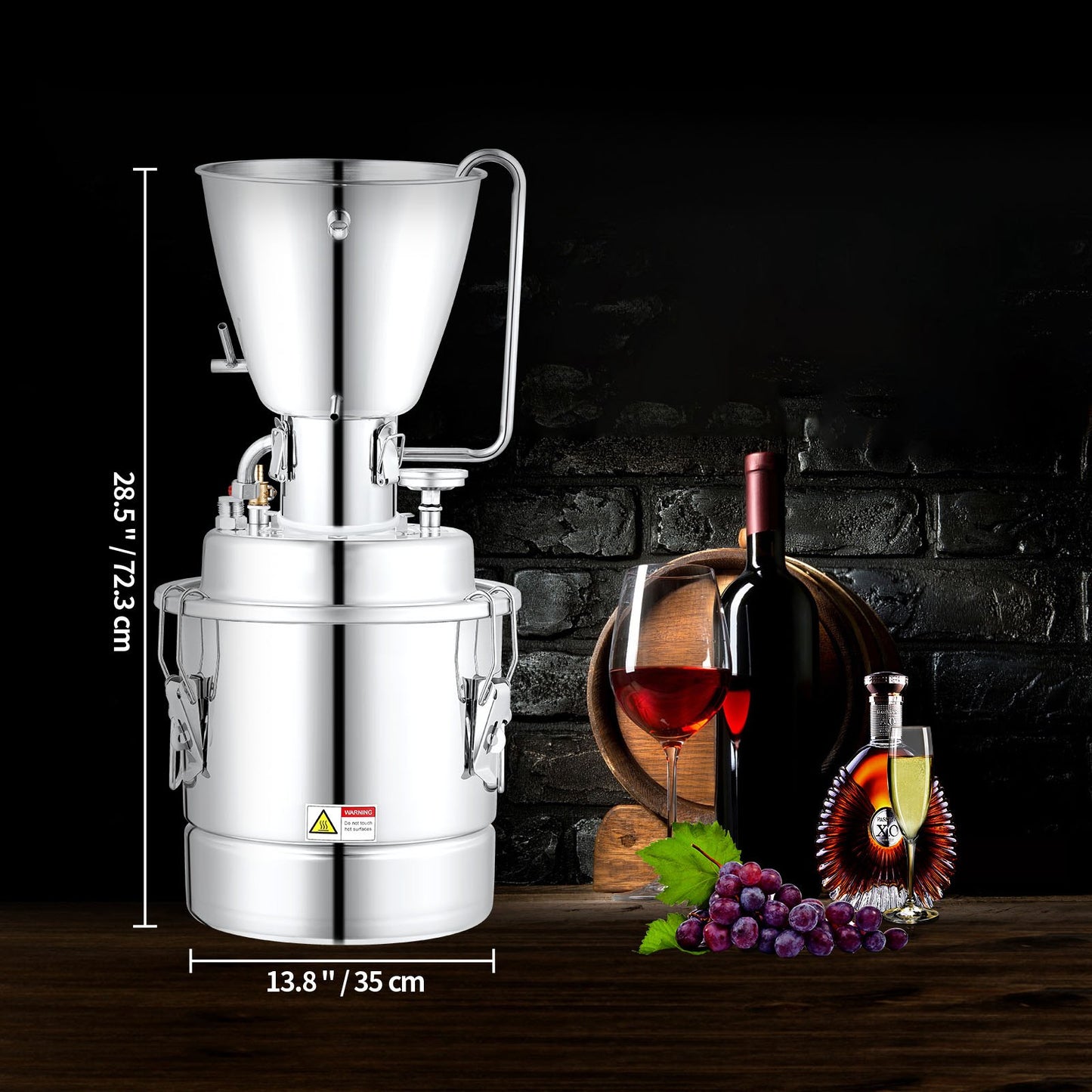 Water Alcohol Distiller, 8 Gal/30 L, 304 Stainless Steel Still with 6-Lap Coil, Home Distillery Kit with 5 Kg Output per Time, with Thermometer Vinometer Pump, for Whiskey Brandy Essential Oil
