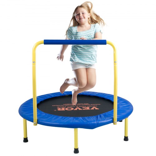 3FT Trampoline for Kids, 36" Trampolines Indoor/Outdoor Trampoline for Toddlers, Foldable Mini Baby Trampoline with Foam Handle, Recreational Trampoline Birthday Gift for 3+ Years Kids