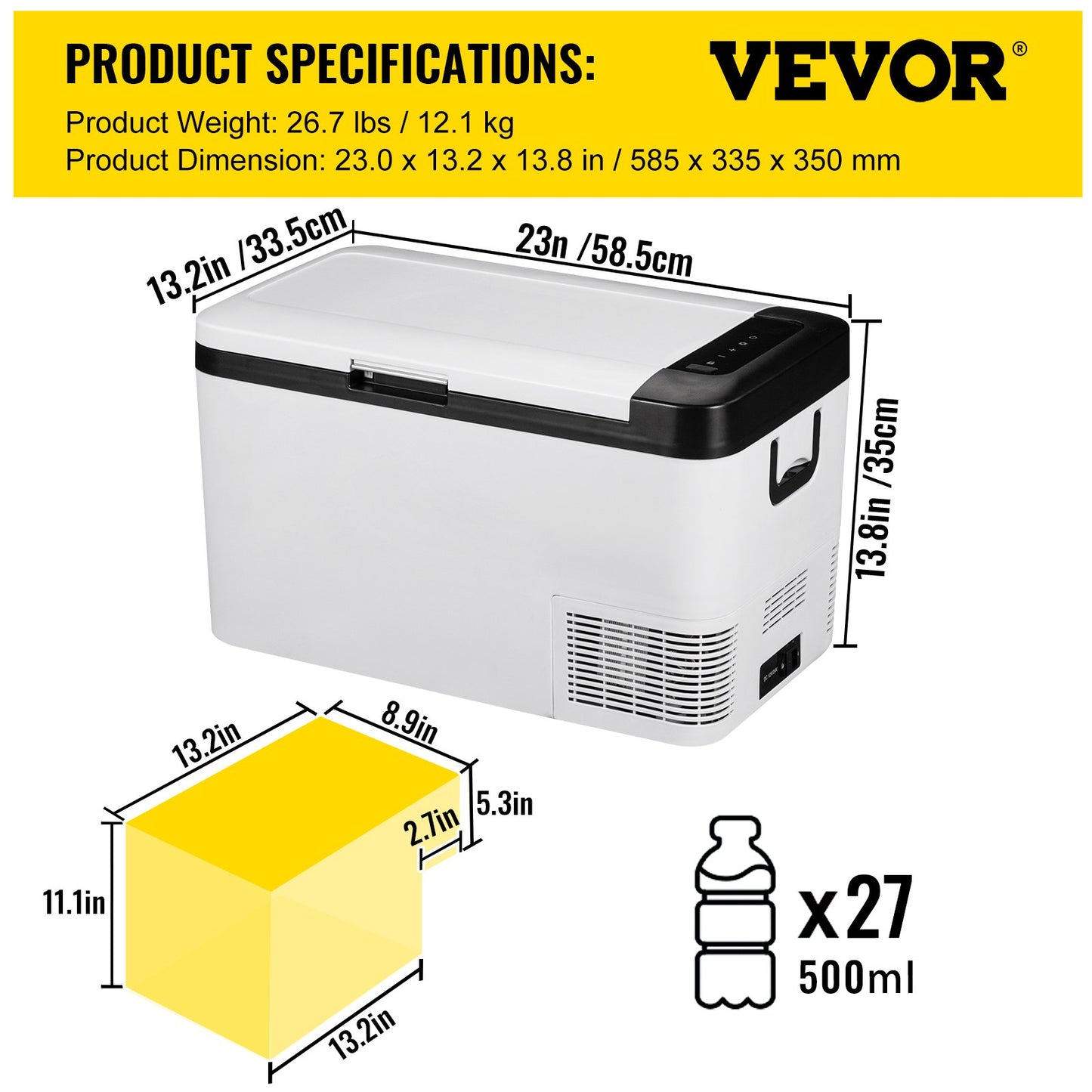 12 Volt Refrigerator, 22Qt, Dual Zone Car Fridge Freezer w/ App Control & Wheels, 12/24V DC & 100-240V AC Electric Compressor Cooler for Car Truck Vehicle RV Boat Outdoor & Home Use