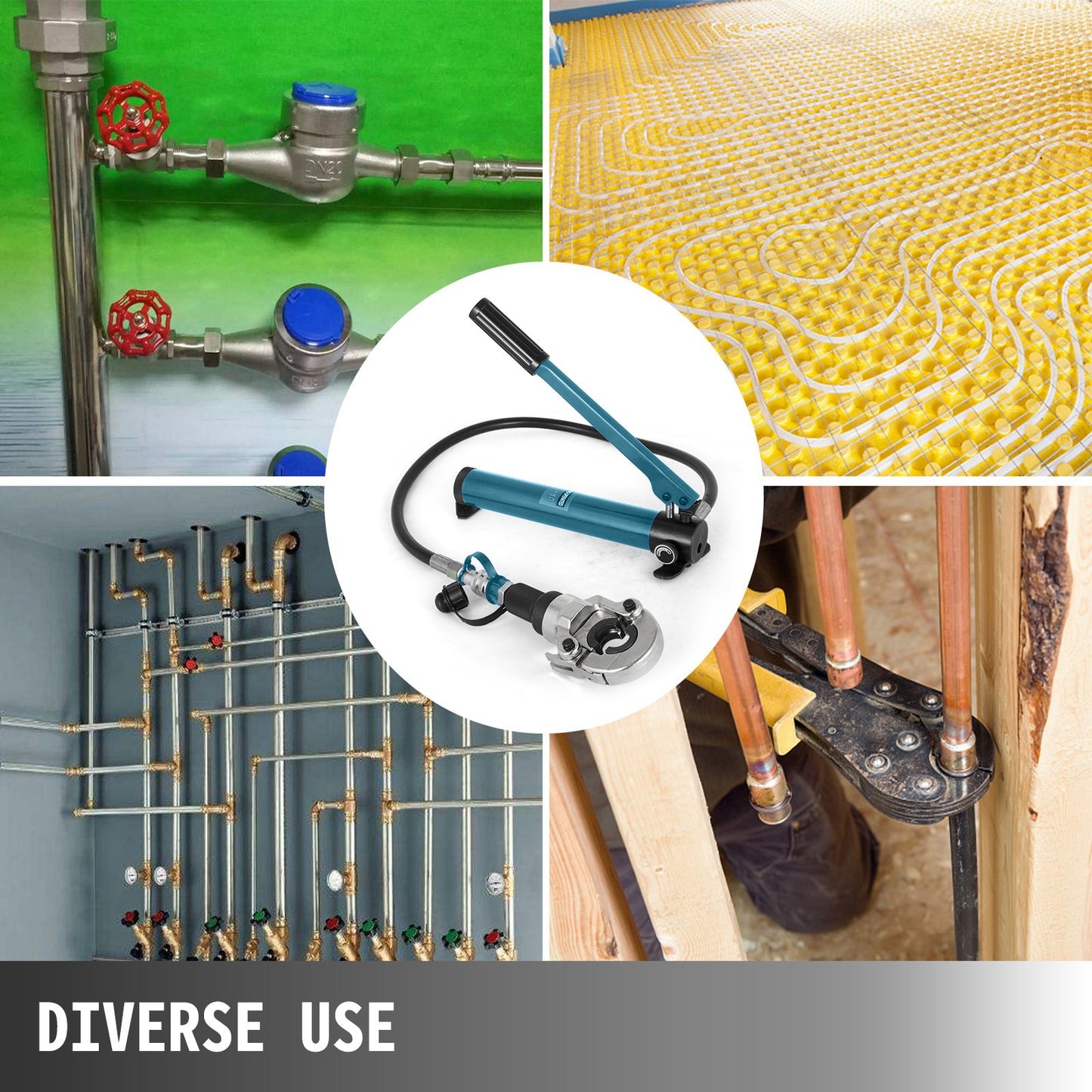 ?15-28Mm Hydraulic Pipe Crimping Tool from 15 to 28 Mm, 6 Ton Hydraulic Crimper Pliers with 4 Dies 15mm 18mm 22mm 28 mm for Crimping Copper & Stainless Steel Pipe W/V Types