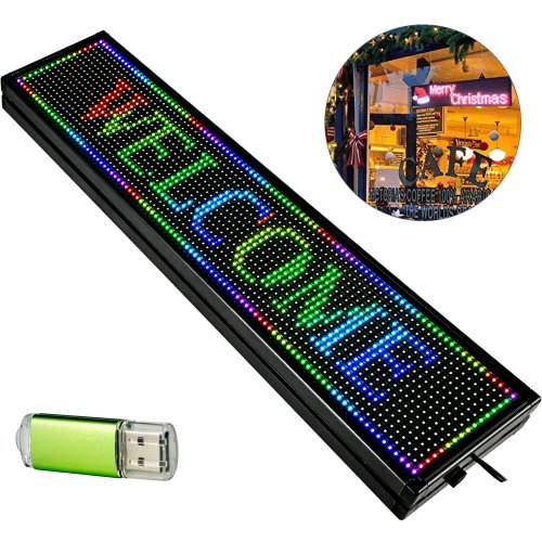 Led Sign 40 x 8 inch Led Scrolling Sign Seven-color Digital Led Open Sign Electronic Message Display Board with SMD Technology for Advertising and Business
