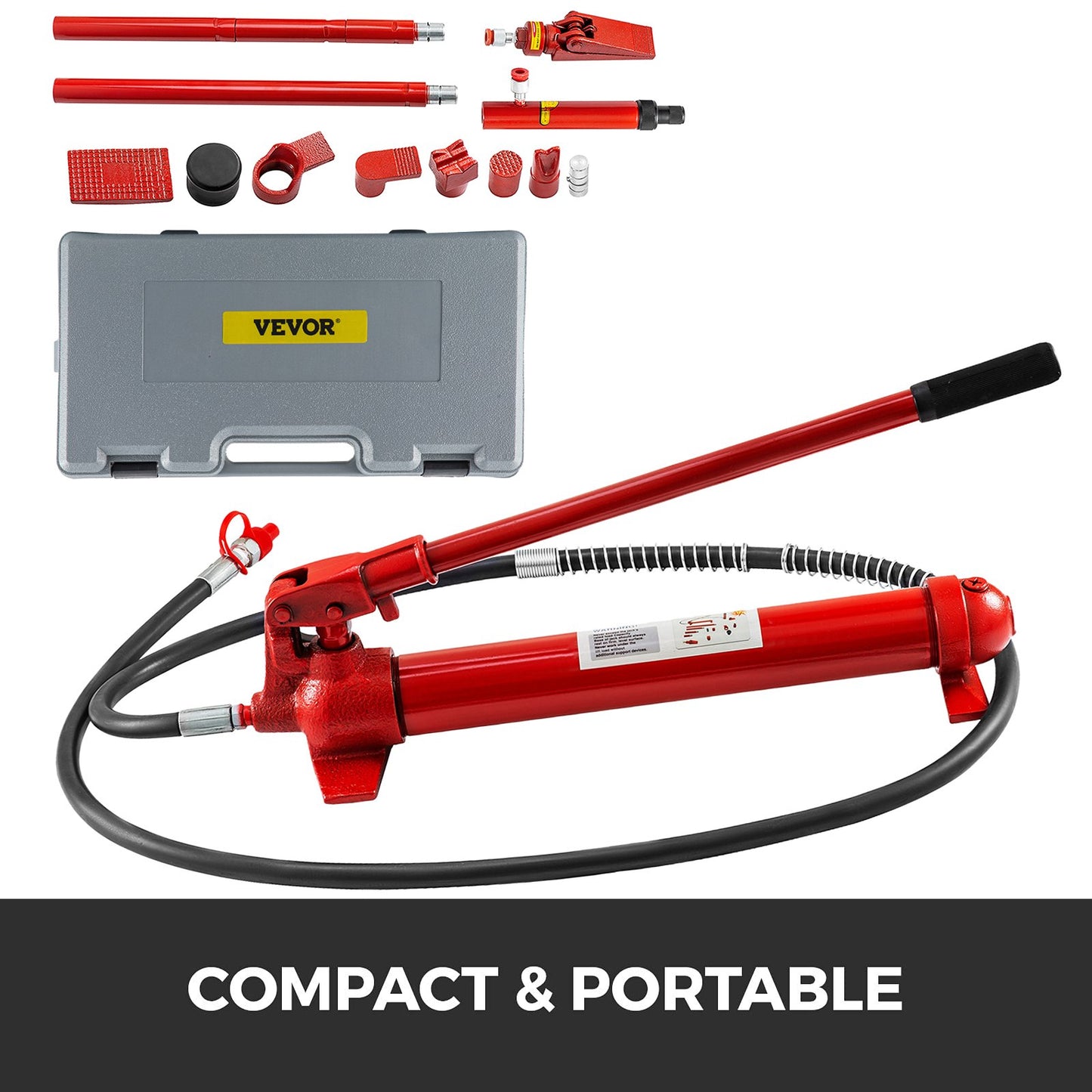 12 Ton Porta Power Kit 1.4m Oil Hose Hydraulic Car Jack Ram Autobody Frame Repair Power Tools for Automobile Repairing and Hydraulic Equipment Construction