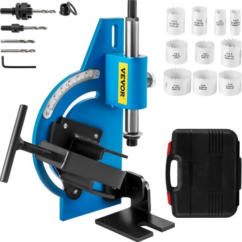 Tube Notcher Kit 60 Degree Pipe Tubing Notcher w/13 Pc Bi-Metal Hole Saw?3/4" -2-1/2" with Case Tubing and Pipe Notcher 2 Drills Tube Notcher Tool for cutting holes through Metal, Wood, Plastic.