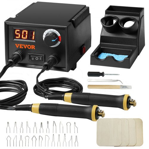 Wood Burning Kit 200~700°C Adjustable Dual Pyrography Pen 23 Wire Nibs