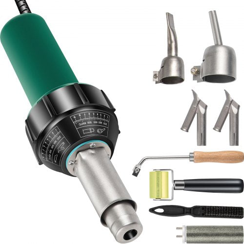 Roofing Welder, 8 Pcs PVC Welding Gun, 1600W Hot Air Plastic Welder, 220V PVC Heat Gun, Plastic Welder w/ Mica Pipe Heating Core, Stepless Temperature Regulation 104-1112 °F Plastic Welder Kit