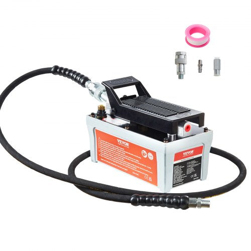 Air Hydraulic Pump, 10,000 PSI 1/2 Gal Reservoir, NPT 3/8" Oil Outlet, NPT 1/4" Inlet, 6.6 ft Pipe, Foot Actuated Hydraulic Pump Air Treadle for Auto Body Frame Machines and Pulling Post, Gray