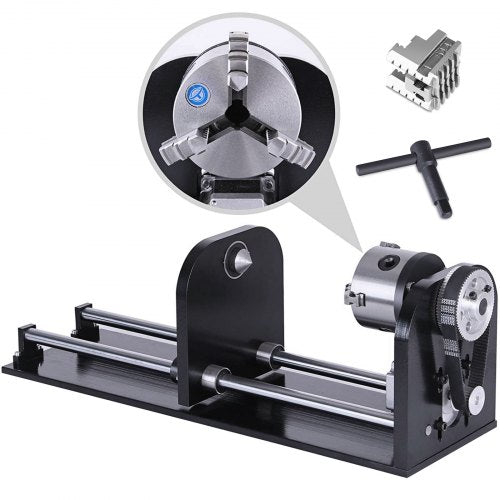 Rotary Axis Attachment CNC Rounter Accessory A-Axis Rotary Axis with 80mm 3-Jaw 230mm Track Rotary Attachment for Laser Engraver Machine