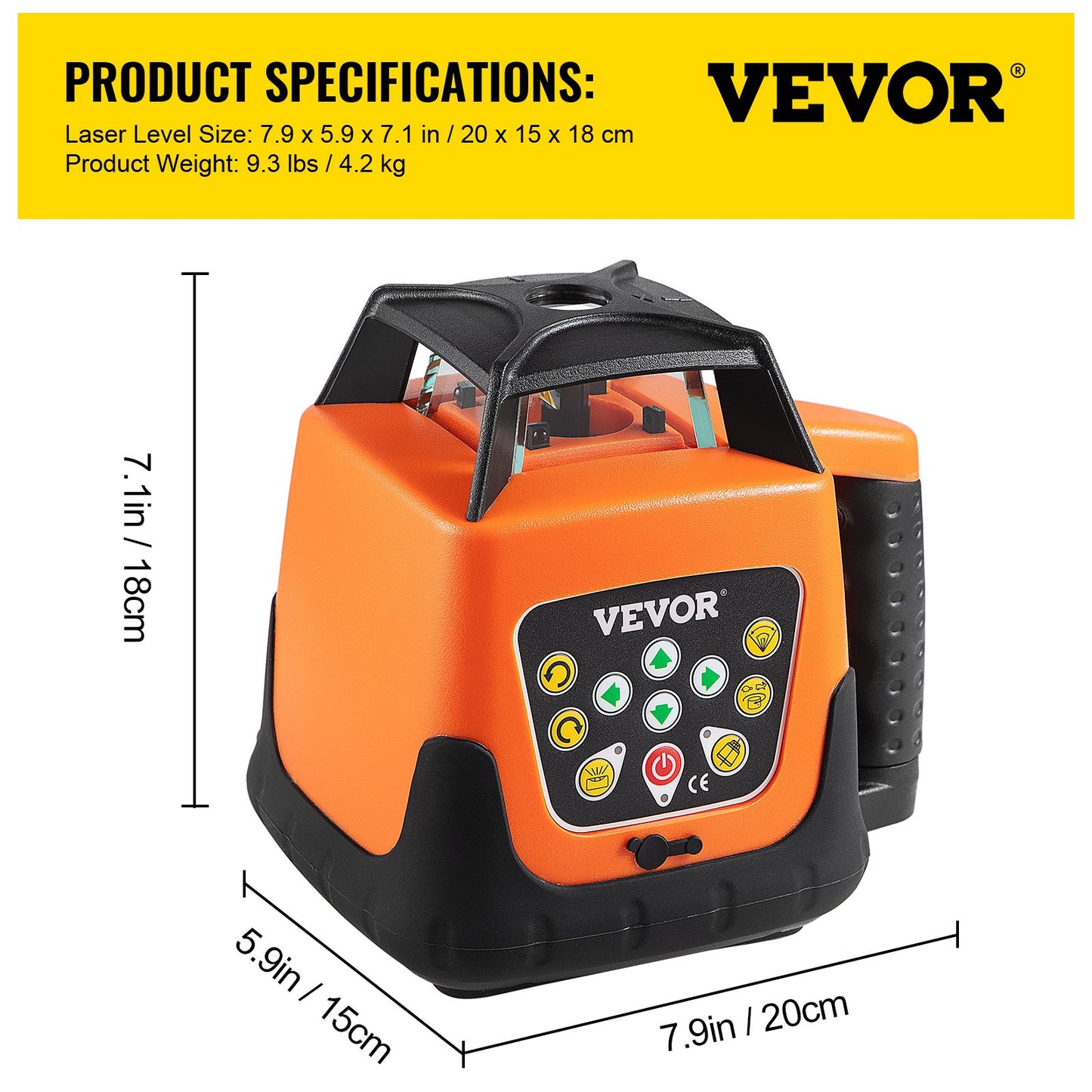 Rotary Laser Level Kit, 360 Degree Rotary Scanning, 500M/1640 FT Measuring Range, Self-Leveling Rotary Laser Level System Kit, Carrying Case Included, for Construction Project, Green Beam