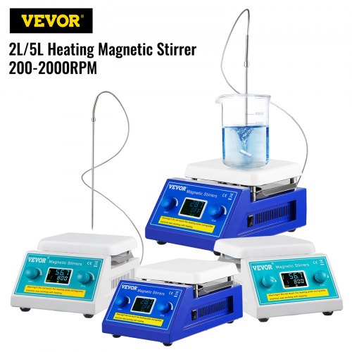 Magnetic Stirrer Hot Plate, 200-2000 RPM Digital Hotplate Magnetic Stirrer, 2L Lab Heating Plate Stirrer, Max 572°F / 300°C Heating Temperature 500W Heating Power, for Laboratory Liquid Mixing