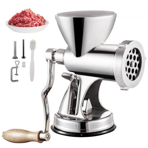 Manual Meat Grinder Hand Meat Grinder 304 Stainless Steel Meat Grinder Manual with Filling Nozzle Meat Grinder for Meat Vegetables Grinding and Sausage Stuffing
