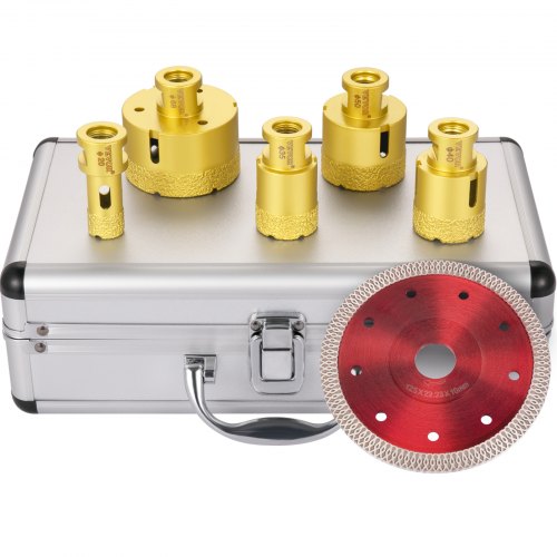 Diamond Drill Bits 5PCS Diamond Hole Saw 20/35/40/50/68mm Tile Hole Saw Kit Vacuum Brazed Diamond Drill Bit 0.59in/15mm Segment Tile Hole Saw w Storage Case for Tile Ceramic Porcelain Marble
