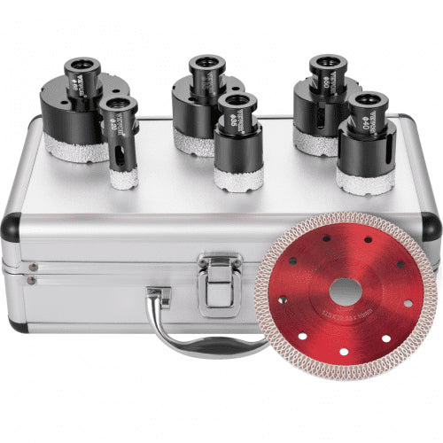 Diamond Drill Bits 6PCS Diamond Hole Saw 20/35/40/50/55/68mm Tile Hole Saw Kit Vacuum Brazed Diamond Drill Bit 0.59in/15mm Segment Tile Hole Saw w Storage Case for Tile Ceramic Porcelain Marble