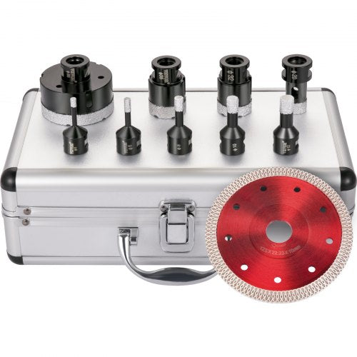Diamond Drill Bits 9PCS Diamond Hole Saw 5/6/8/10/12/20/32/35/68mm Tile Hole Saw Kit Vacuum Brazed Diamond Drill Bit 0.59in Segment Tile Hole Saw w Storage Case for Tile Ceramic Porcelain Marble