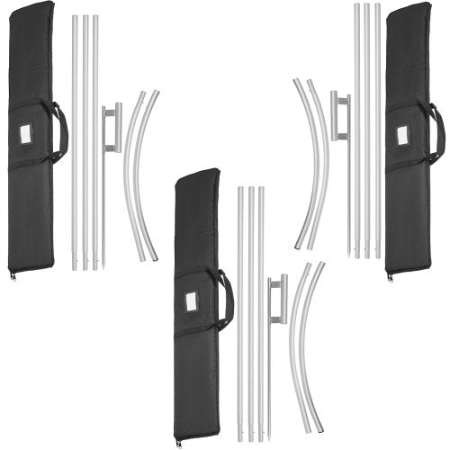 Advertising Flag Pole, 3 x Feather Flag Bundles with Ground Spike, 16 ft Windless Flag Pole Sets with Ground Mounting Stake, 6pcs Swooper Flag Pole Kit, Sign Flag for Businesses Storefronts