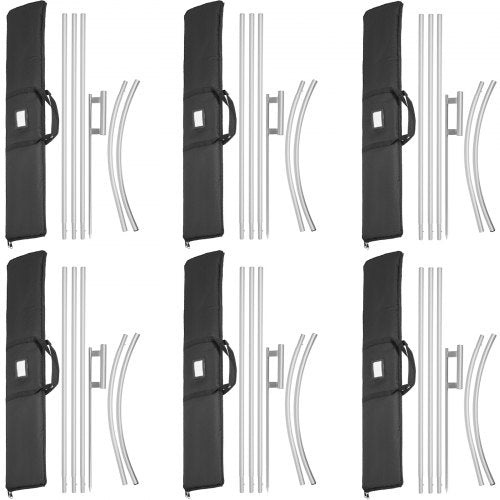 Advertising Flag Pole, 6 x Feather Flag Bundles with Ground Spike, 16 ft Windless Flag Pole Sets with Ground Mounting Stake, 6pcs Swooper Flag Pole Kit, Sign Flag for Businesses Storefronts