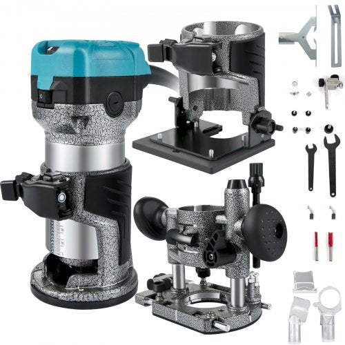 Router Tool, 710W Wood Router, Router for Woodworking w/ 3 Router Collets, Wood Router Tool w/ Fixed & Plunge & Tilt Base, Woodworking Router w/ Aluminum Shell & 13000-33000 r/min Rotating Speed