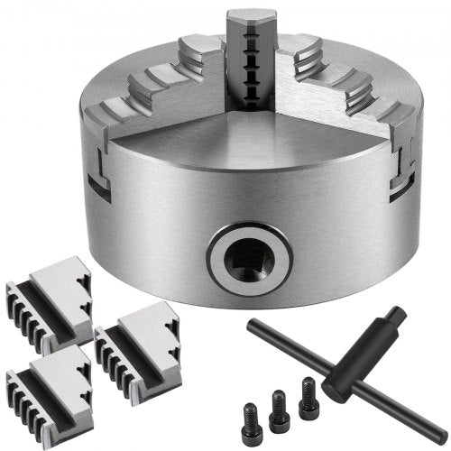 K11-100 Lathe Chuck 4" ,Metal Lathe Chuck Self-centering 3 Jaw ,Lathe Chuck With Two Sets Of Jaws, for Grinding Machines Milling Machines