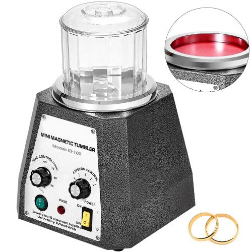 Mini KT-100 Magnetic Tumbler 100mm Jewelry Polisher Tumbler and Finisher for Polishing Intricate Details