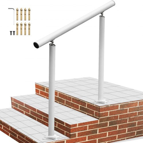 Handrail Outdoor Stairs, 3ft, 34 Inch Outdoor Handrail White Outdoor Stair Railing Adjustable from 0 to 60 Degrees Handrail for Stairs Outdoor White Aluminum Stair Railing for Garden
