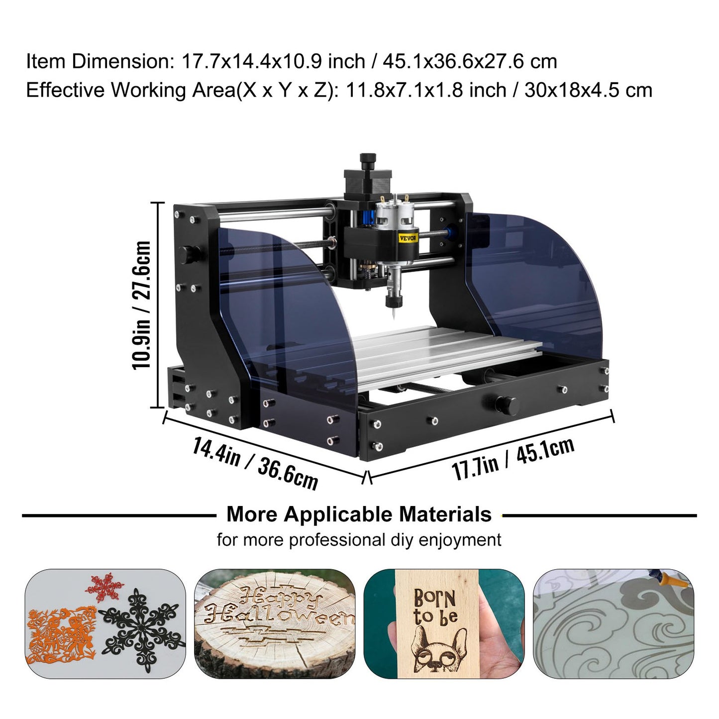 CNC 3018 Pro CNC Router 300×180×45 mm CNC Machine 2.5W GRBL Control Mini Laser Engraver with Offline Controller 3 Axis Laser Engraving Machine for Carving Milling Plastic, Acrylic, PVC, Wood