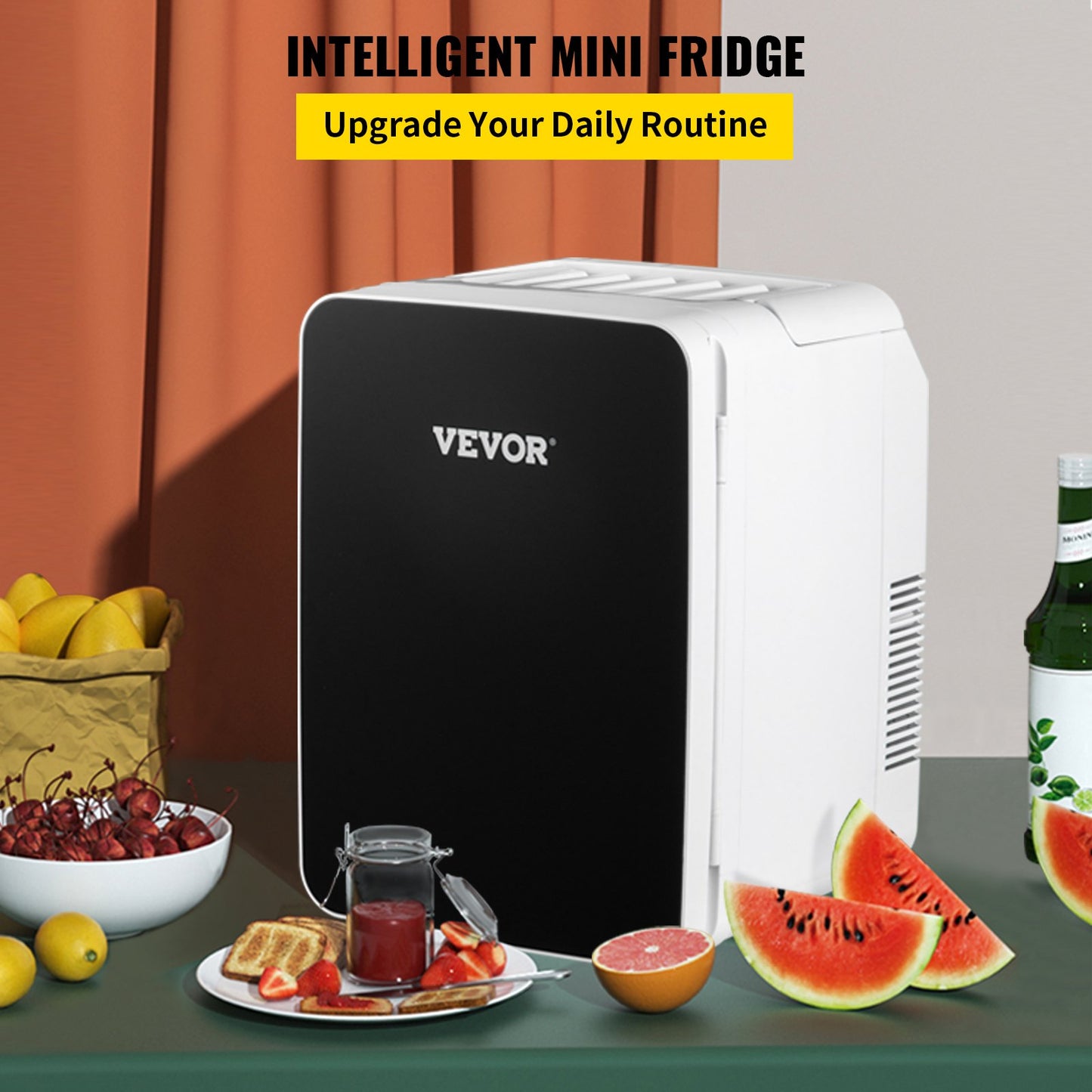 Mini Fridge 10 Liter Portable Cooler Warmer AC/DC Skincare Fridge, Stylish Look Compact Refrigerator, Lightweight Beauty Fridge for Bedroom Office Car Boat Dorm Cosmetic Medicine in Black