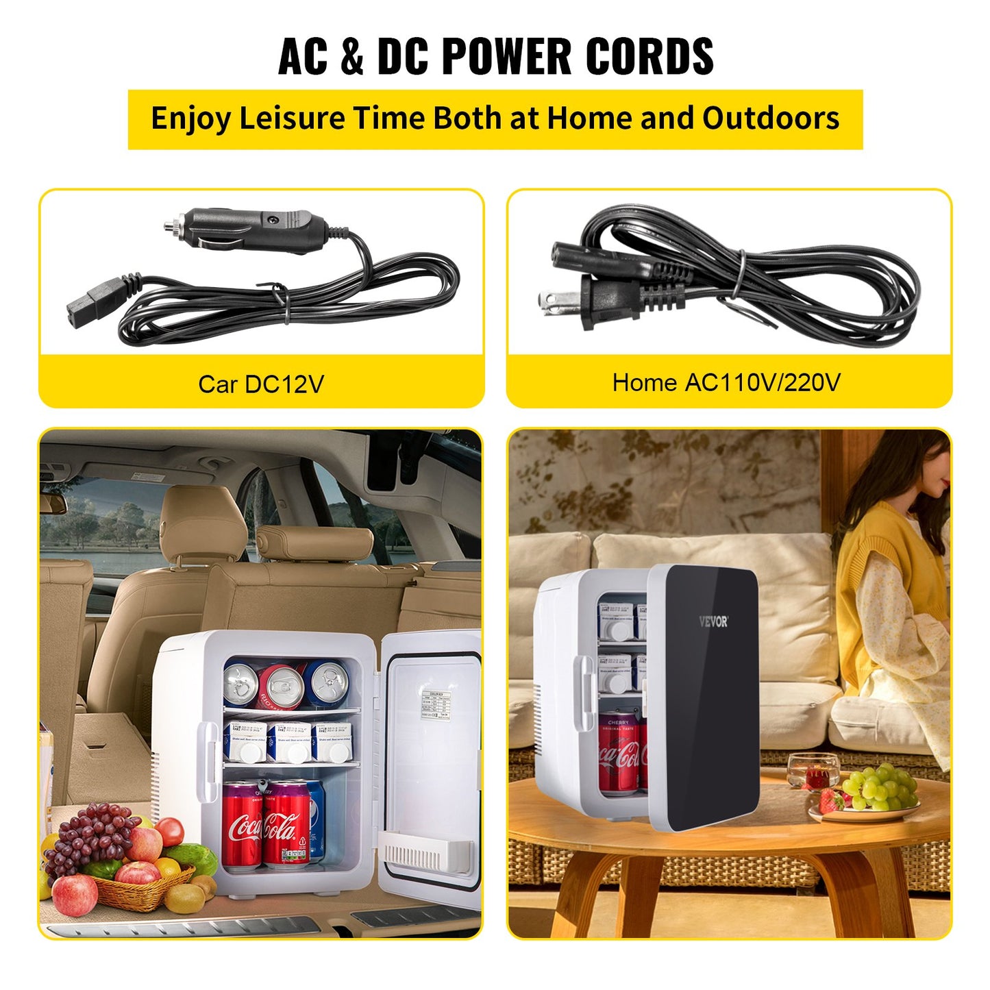 Mini Fridge 10 Liter Portable Cooler Warmer AC/DC Skincare Fridge, Stylish Look Compact Refrigerator, Lightweight Beauty Fridge for Bedroom Office Car Boat Dorm Cosmetic Medicine in Black