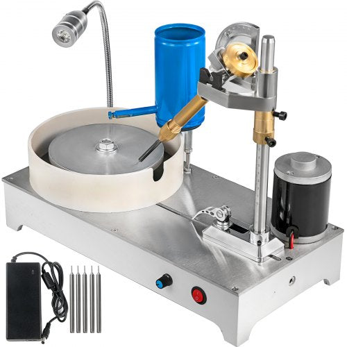 Gem Faceting Machine 1800RPM Rock Polisher Lapidary Equipment Jewelry Polisher Gem Cutting Machine Lapidary Grinder Polisher Machine with Mechanical Handle for Gem Jade Stone Jewelry