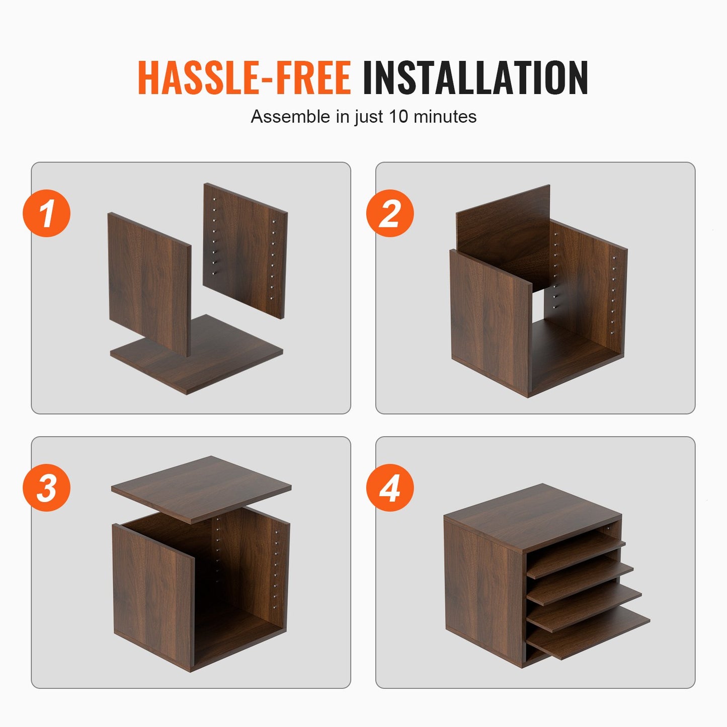 Literature Organizers, 5 Compartments Office Mailbox with Adjustable Shelves, Wood literature sorter 13.9x12x13 inches for Office, Home, Classroom, Mailrooms Organization, EPA Certified, Brown