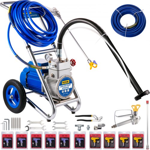 Cart Airless Paint Sprayer, 1500W Commercial Paint Sprayer, 1GPM Airless Paint Sprayer, Paint Sprayers for Home Interior and Exterior While Delivering Softer and Well-Distributed Spray