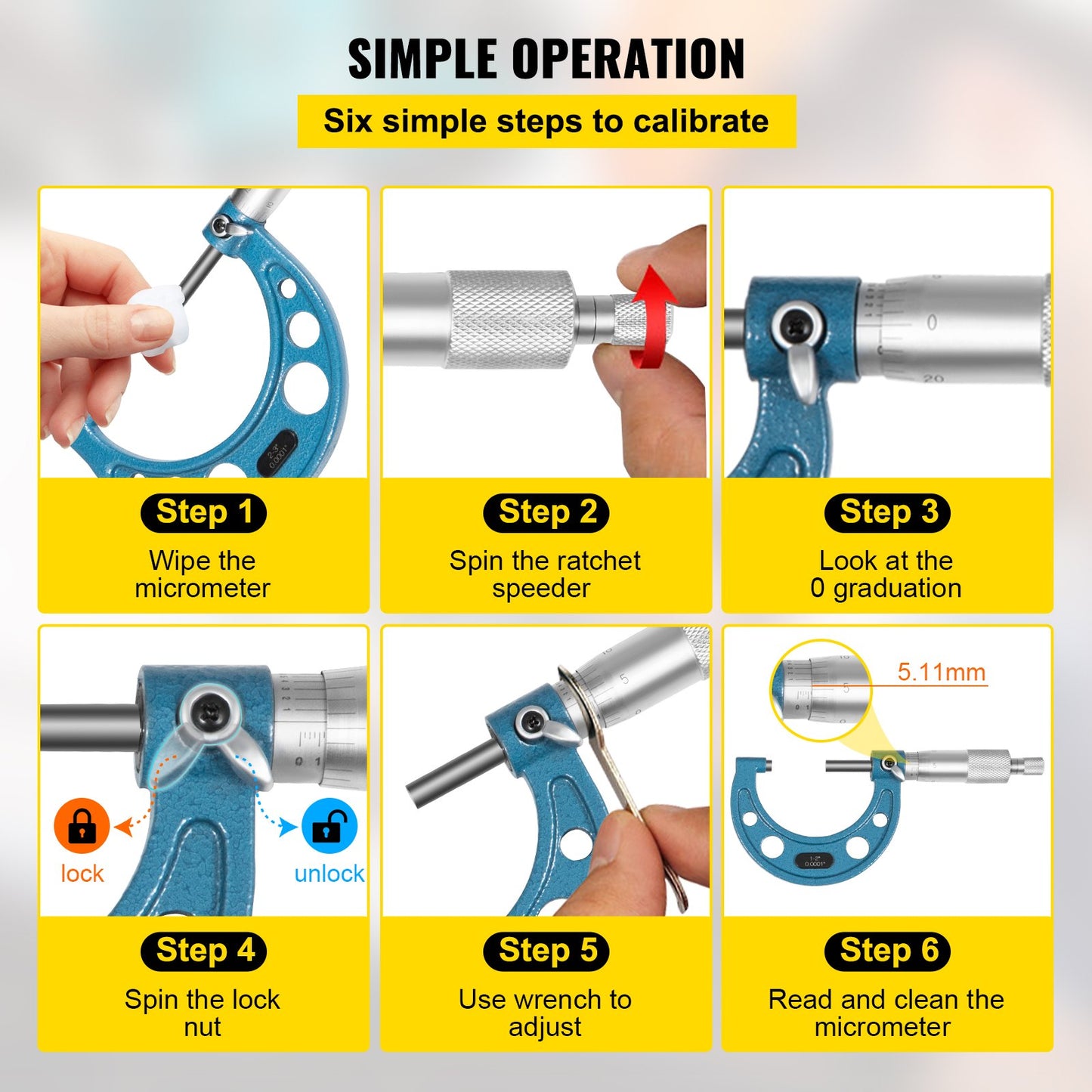 Outside Micrometer Set, 0-4" Machinist Micrometer, 0.0001" Graduation Micrometer Set, 4 Pcs Machinist Tool Set, Alloy Precision Micrometer, Laser-etched Micrometer Standard Set with Fitted Case