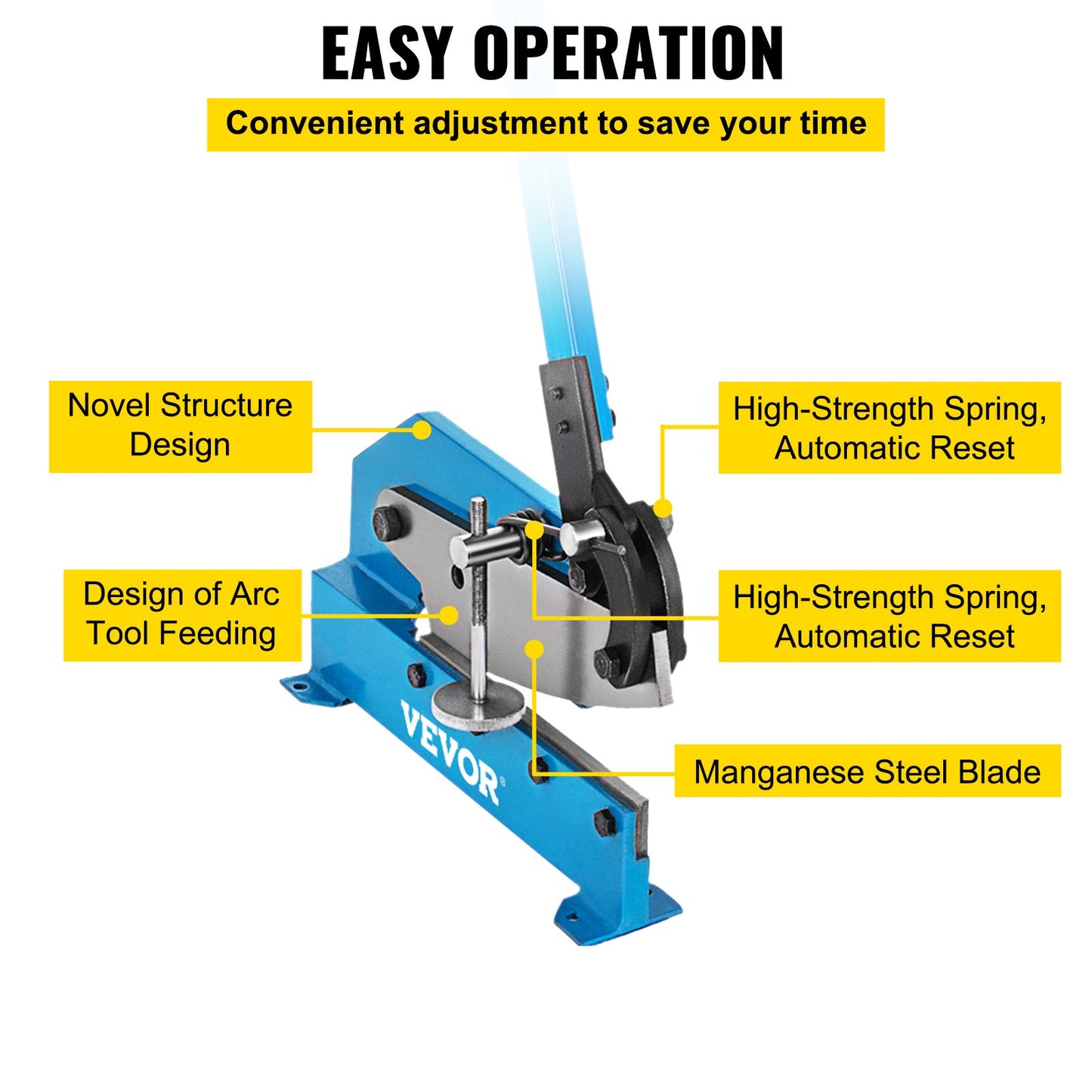 8 Inch Manual Metal Shear Cutter, Heavy Duty 1/4 Inch-3/16 inch Thick Manual Plate Flat Metal Steel Sheet Cutting Cutter Shear Round Stock Metal Steel Sheet Cutting Shear Snips
