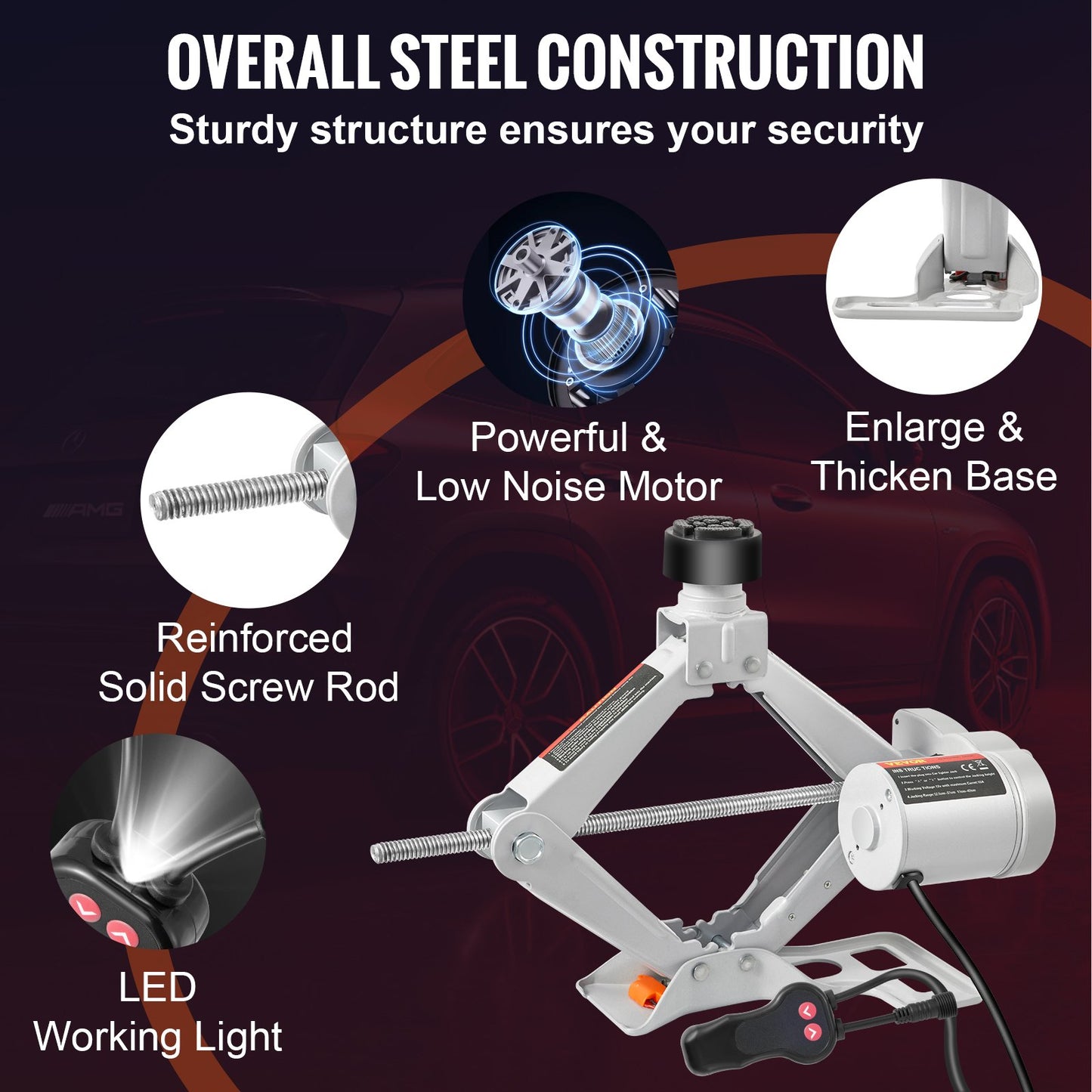 Electric Car Jack 3 Ton 12V Floor Jack, All-In-One Electric Scissor Jack, 120-370/170-420MM Lifting Range Scissor Lift Jack, Automatic Car Repair Tool With Tool Case, For Sedans And SUV Repair