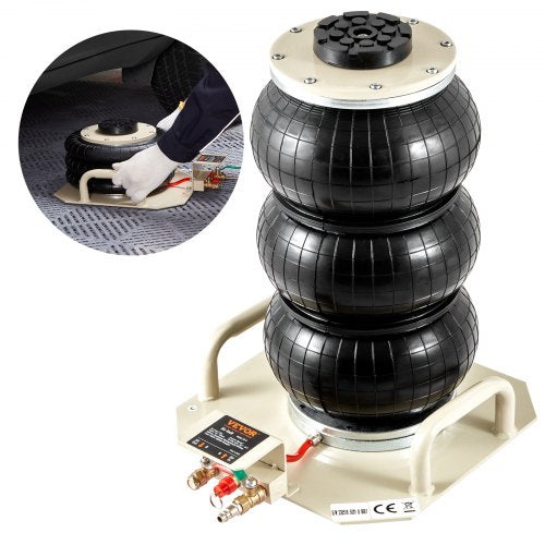 Air Jack, 3 Ton/6600 lbs Triple Bag Air Jack, Air Bag Jack Lift Up to 450 mm, 3-5S Fast Lifting Pneumatic Jack, with Side Handles for Cars, Garages, Repair (Beige)