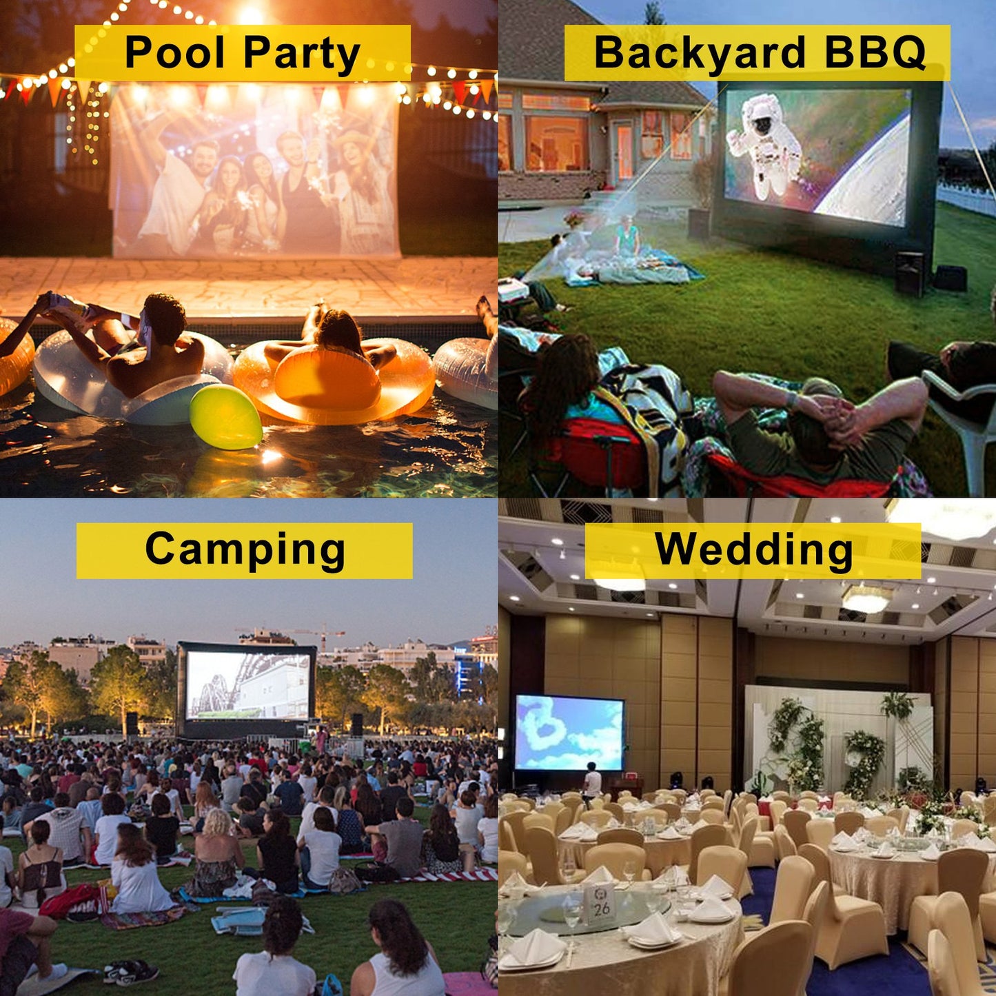 Inflatable Movie Screen InflaInflatable Projector Screen for outside with 350W Air Blower Inflatable Screen Oxford Fabric Material Blow Up Screen for Outdoor Movie Supports Front/Rear Projection