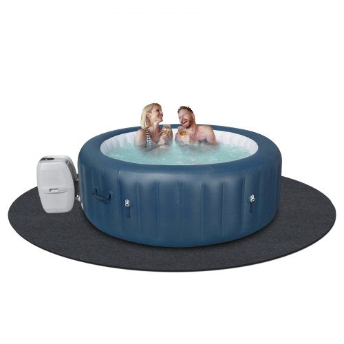 2 M Diameter Round Hot Tub Mat, Extra Large Inflatable Hot Tub Pad, Waterproof Slip-Proof Backing, Absorbent Spa Pool Ground Base Flooring Protector Mat Reusable Outdoor & Indoor